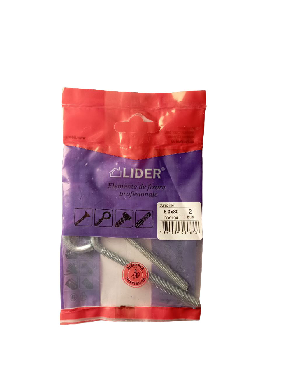 039104 Șurub inel 6x80 cu filet metric 2buc  LIDER
