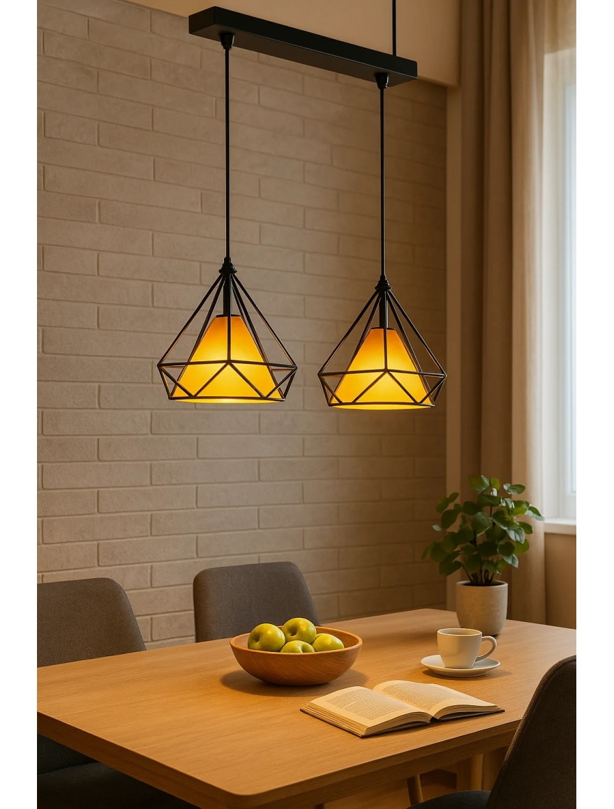 Lustră JH-1S-2 L36x25x24.5cm E27/2 Metal,Black/Yellow LuminaLED