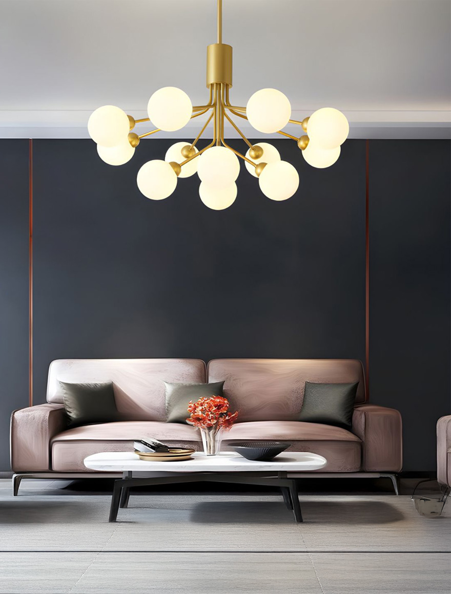 Lustră JH-616 D80xH47cm,G9*12, Metal+Glass,Gold+White LuminaLED