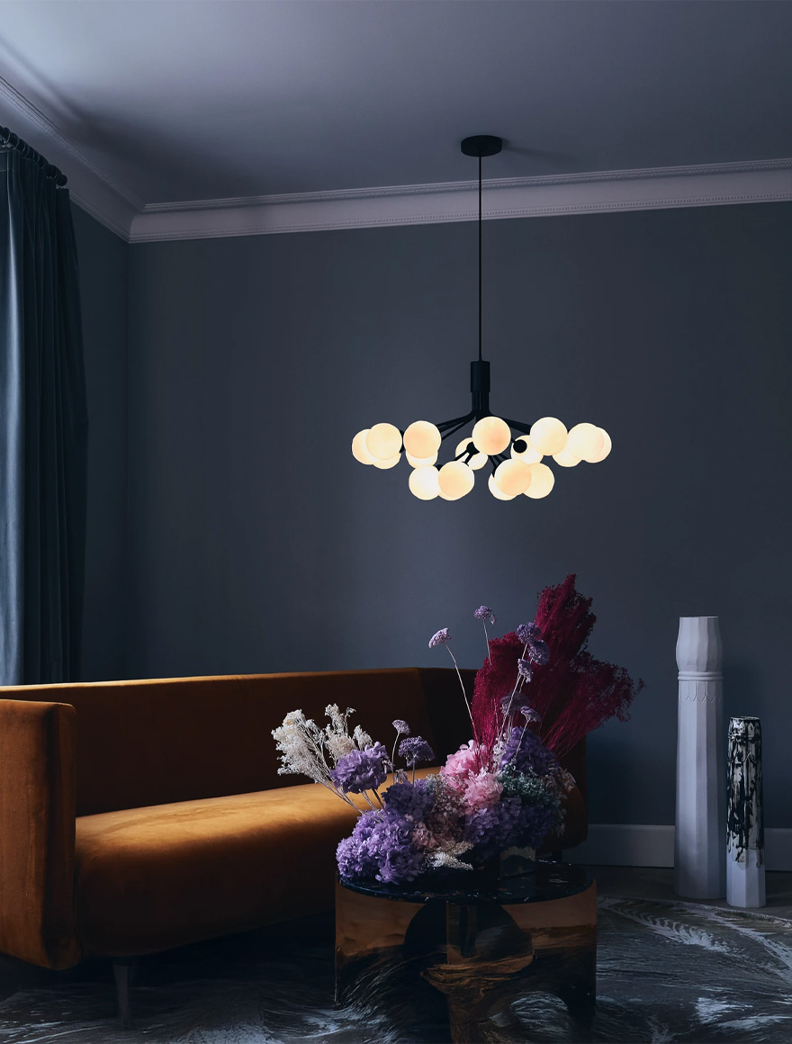 Lustră JH-616 D80xH47cm,G9*12, Metal+Glass,Black+White LuminaLED