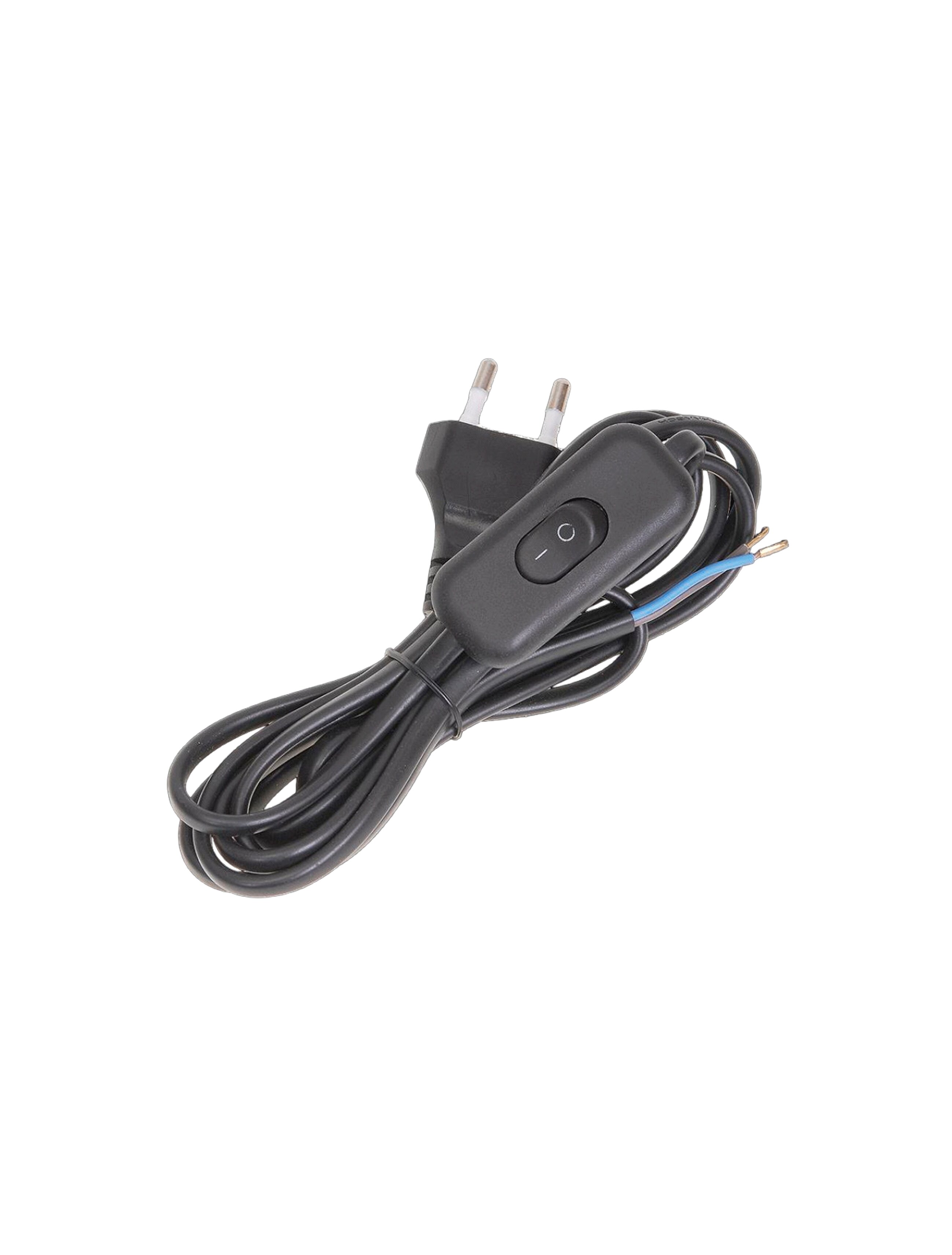 Cablu pentru veioză cu întrerupător 2P, lungime cablu 2m (2x0,75mm2),negru , IEK