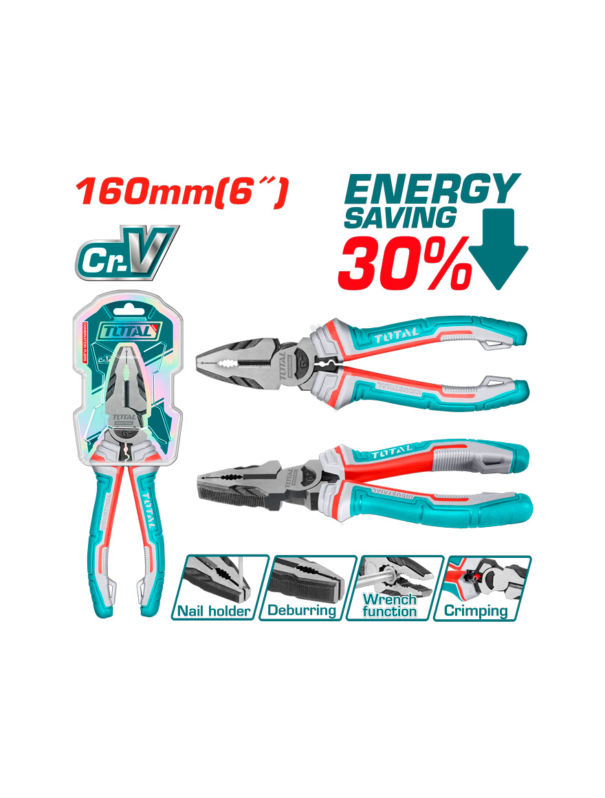 Промышленные плоскогубцы комбинированного типа 160 мм THT210606 / THT210606S TOTAL