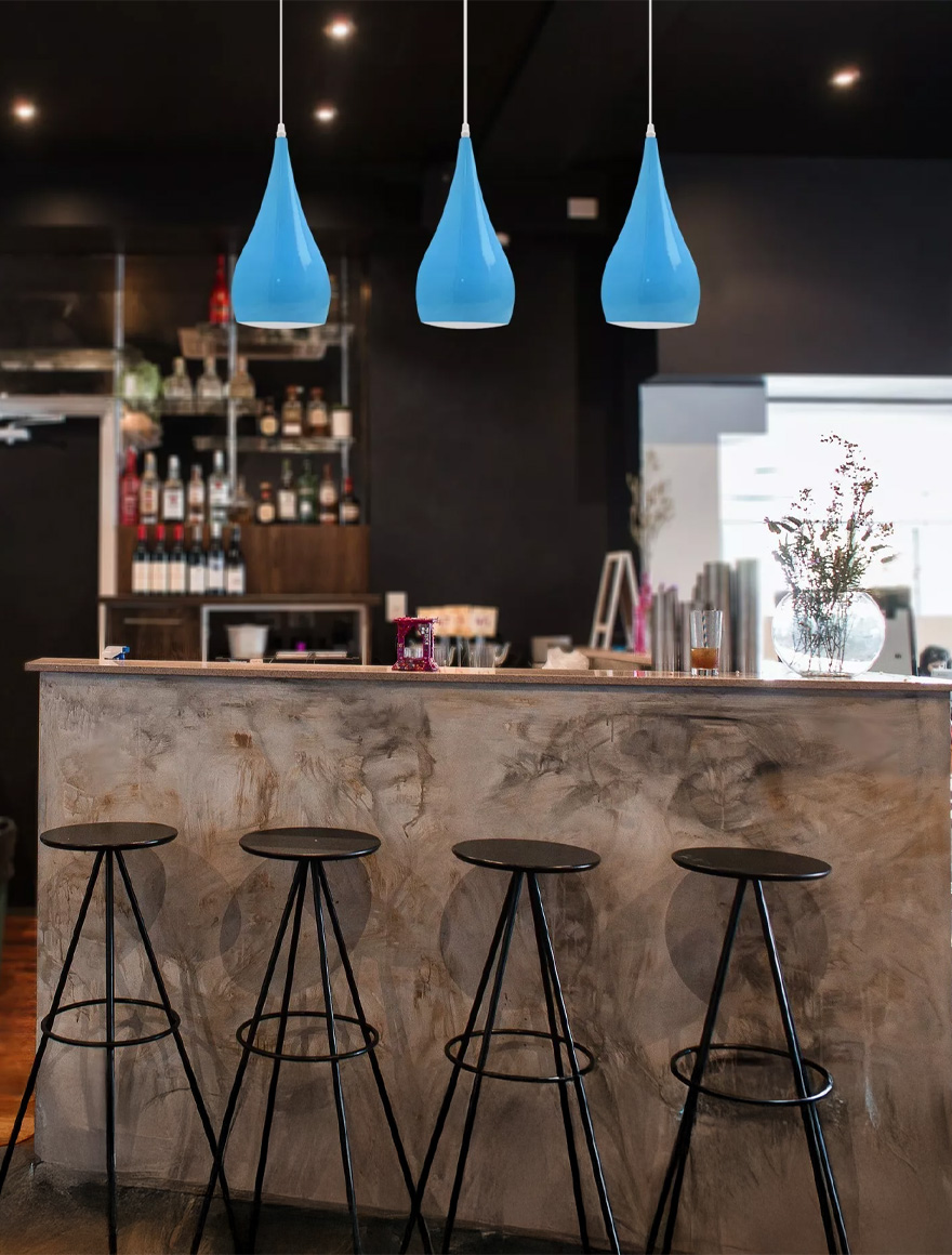 Люстра JH-406, диаметр 30x16xH28 см, E27/3, алюминий, синий LuminaLED