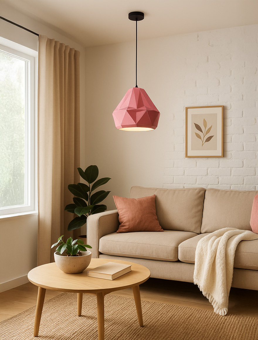 SuspensieJH-33-A D32xH22cm, E27/1, Metal, Pink Luminaled