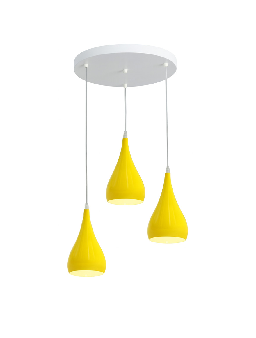 Люстра JH-405, D30×16×H28 см, 3xE27, алюминий, жёлтая, LuminaLED