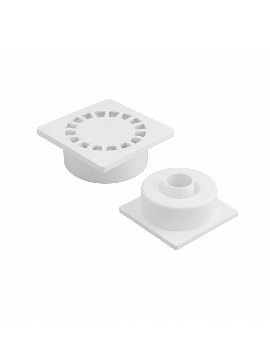 Scurgere plastic Ø110 150x150mm drept gri 15D110N-P Aquer