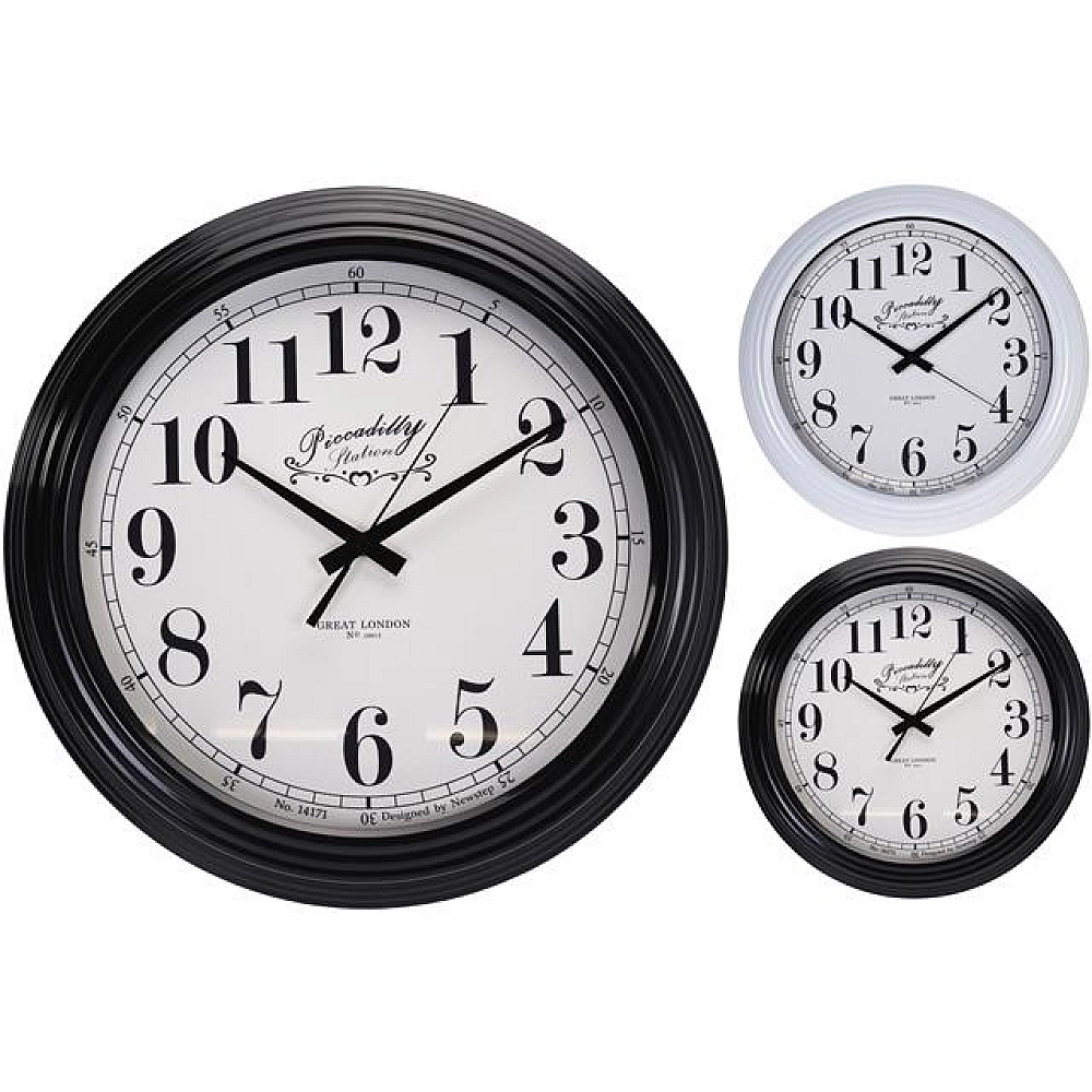 Ceas de perete rotund D41cm, H9cm, metal, 2 culori