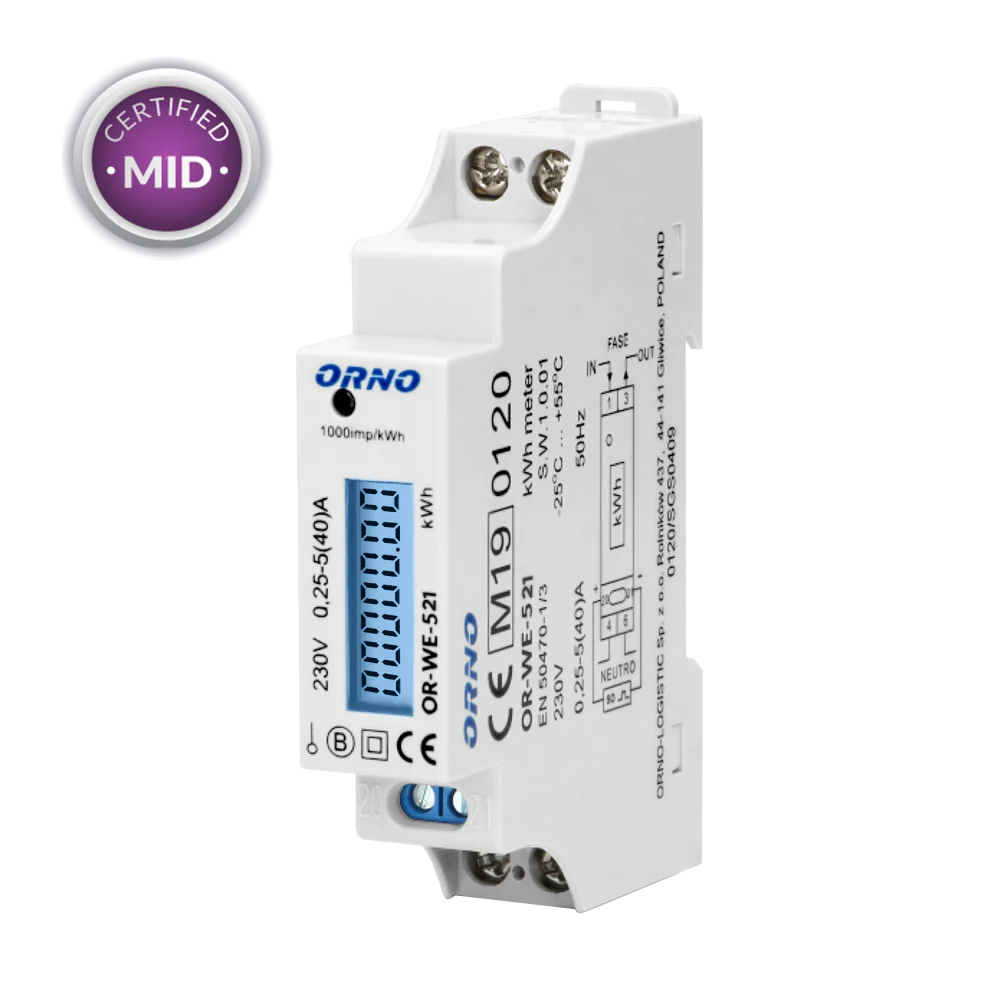 Цифровой измерительный прибор 230 В переменного тока 0,25-5/100 А DIN35 ORNO