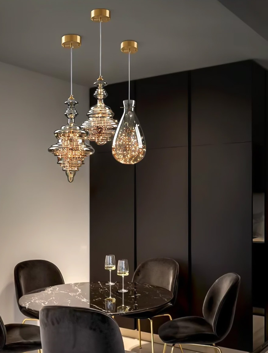 Suspensie LED JH-671 D22*H40cm Glass,Smoke Gray Luminaled 2
