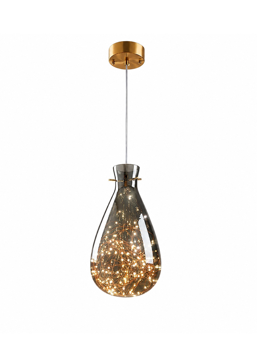 Suspensie LED JH-671 D22*H40cm Glass,Smoke Gray Luminaled