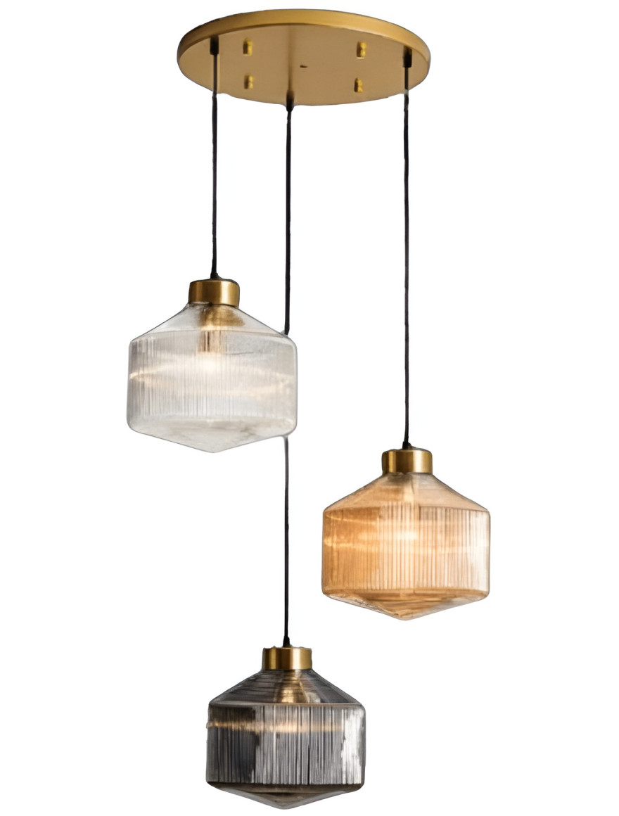 Lustră JH-666 L80*26*H18cm,E27*3,Glass,Clear+Amber+Smoke gray LuminaLED