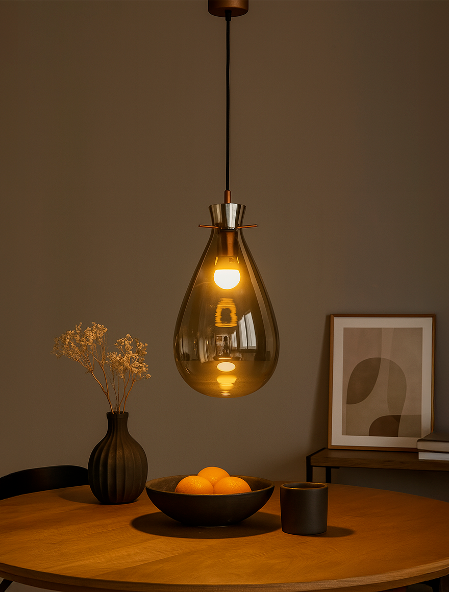 Lustră JH-670 D18*H30cm,E27*1,Glass,Amber LuminaLED