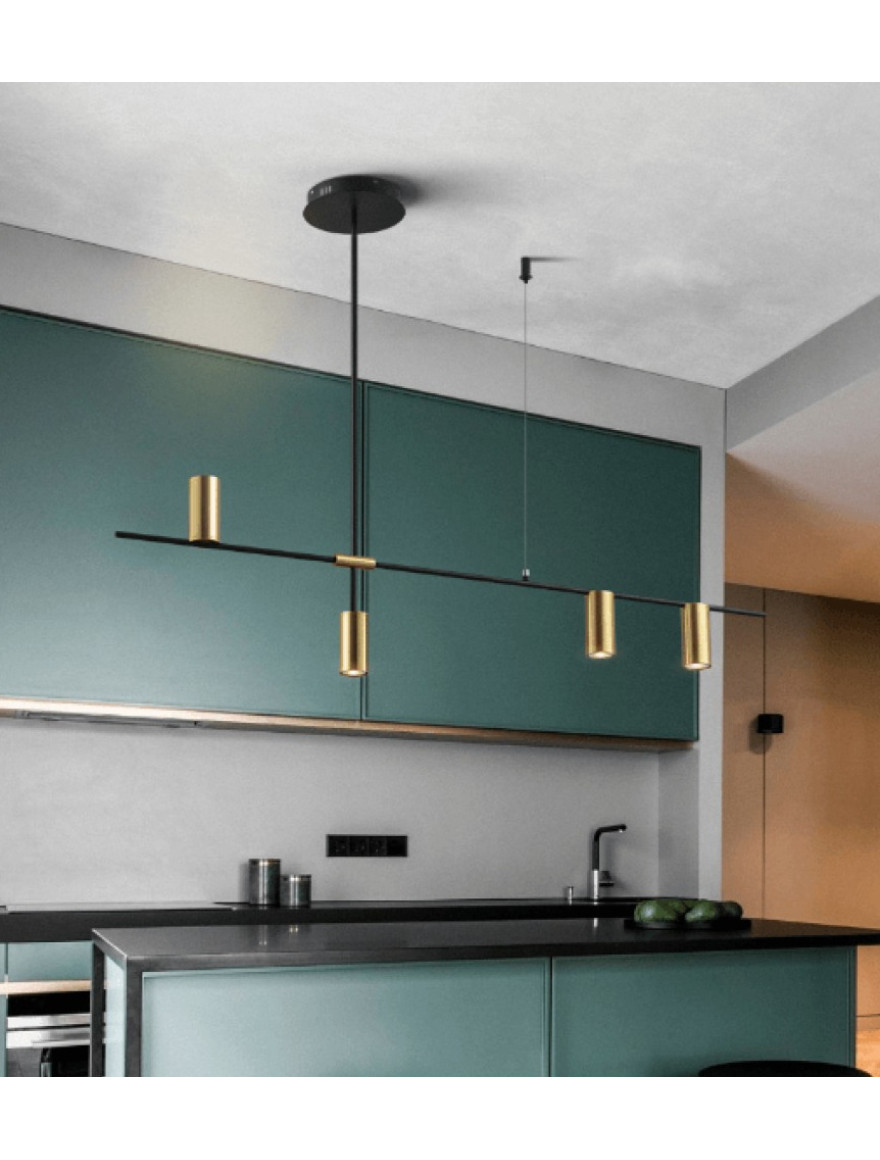 Lustră JH-614 L123xH65cm, GU10x4, Metal,Black+Gold LuminaLED