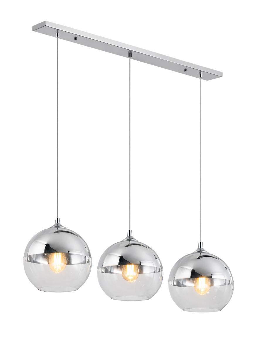 Люстра JH-521 L70x20x20см, E27/3, Стекло, Хром LuminaLED