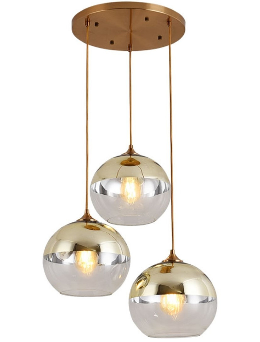 Lustră JH-520 D30x20x30cm, E27/3,Glass,Gold LuminaLED