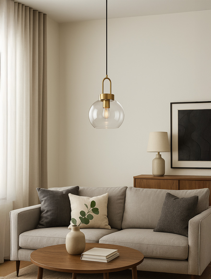 Lustră JH-498 D25cm, E27/1,Glass,Gold+Clear LuminaLED