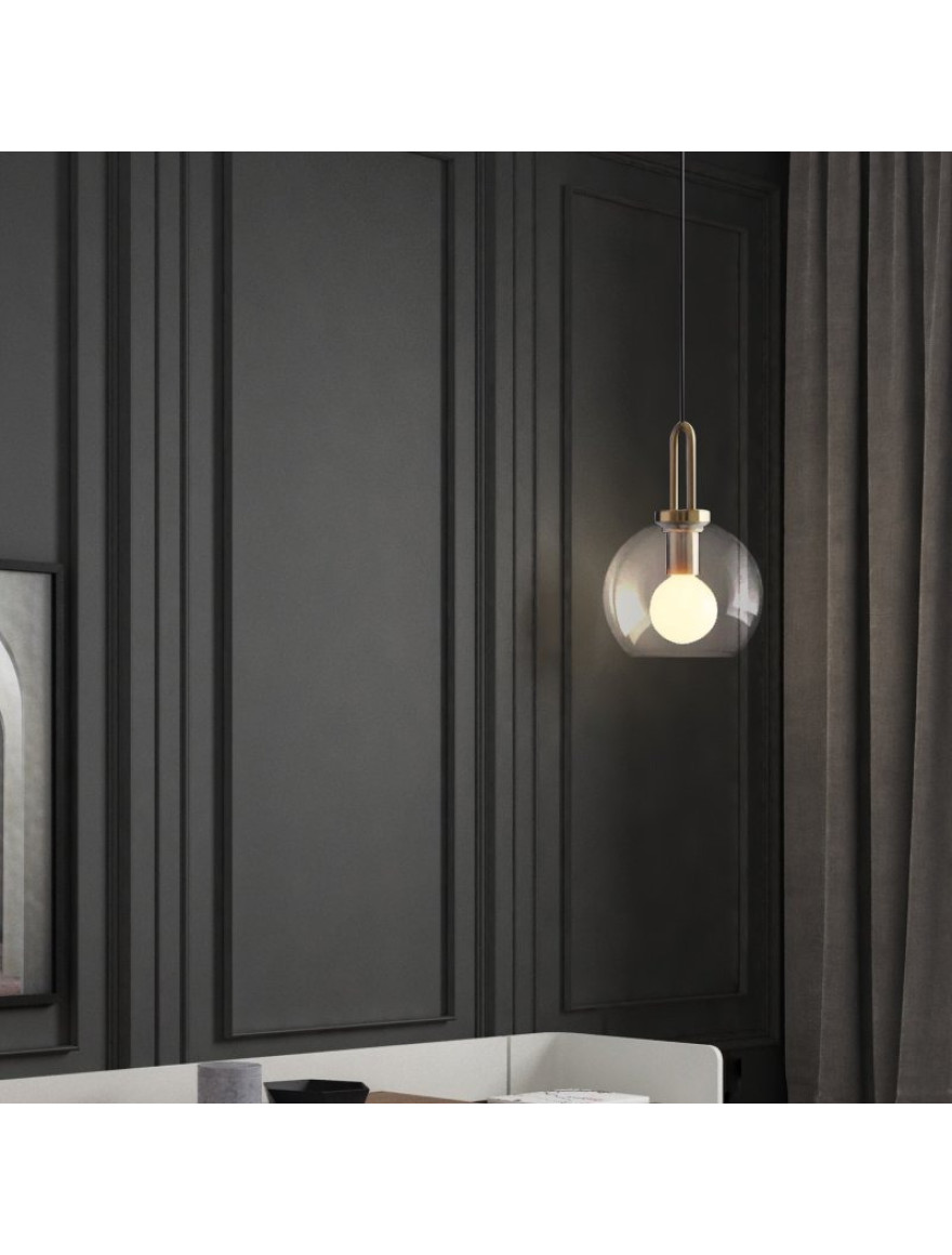 Lustră JH-499 D30cm, E27/1,Glass,Gold+Clear LuminaLED