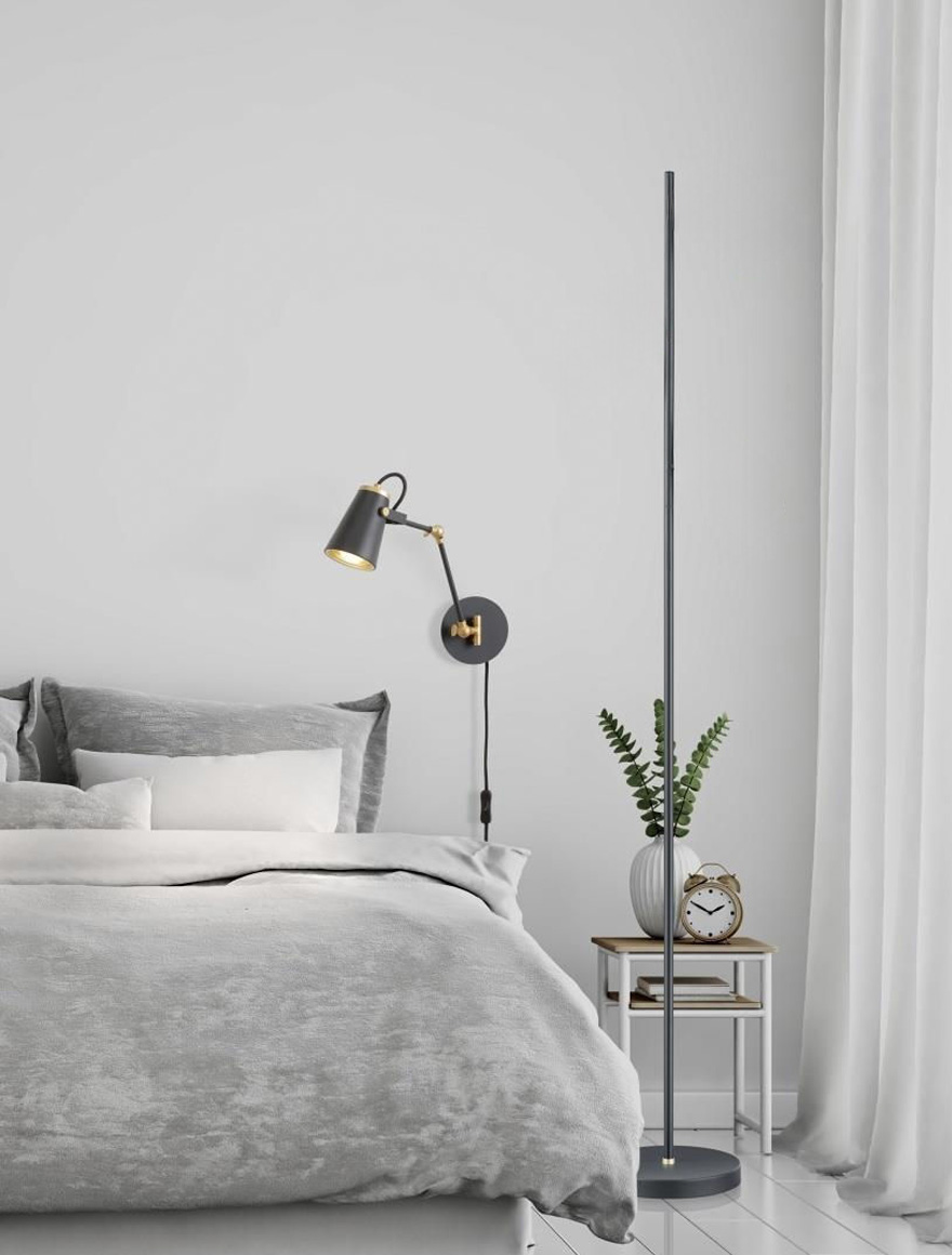 Настенный светильник EDWARD 1xE14, H25 см, IP20, матовый чёрный, TRIO