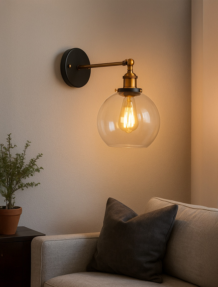 Aplică JH-548 D20xH30cm E27/1,Glass+Metal,Transparent LuminaLED