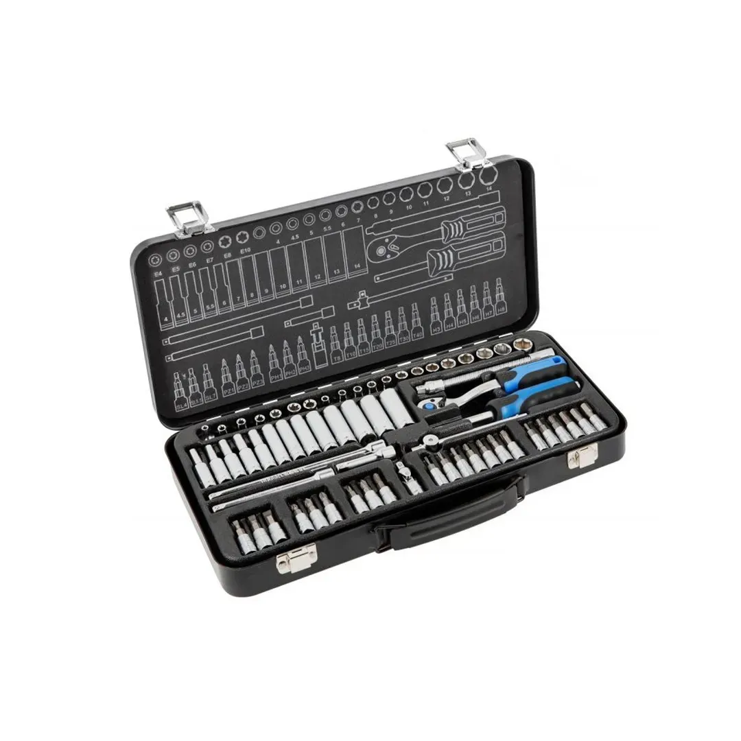 Изогнутый трещоточный ключ с кнопкой 1/4", 72 зуба, HOGERT