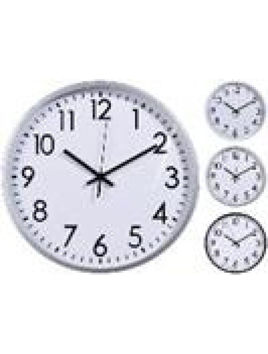 * Ceas de perete rotund D30cm, H3cm, plastic, 3 modele alb