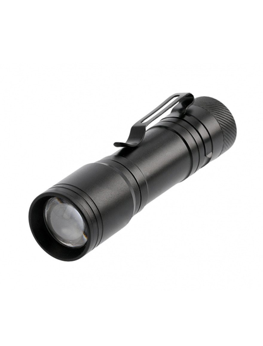 Lanternă cu acum.LED 1xAA 3W 200LM 6400K 250m IP44 neagră GTV82