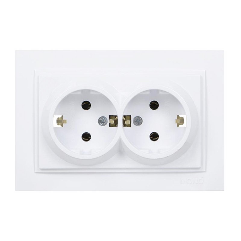 Priză 2p l/p albă Despina Mono