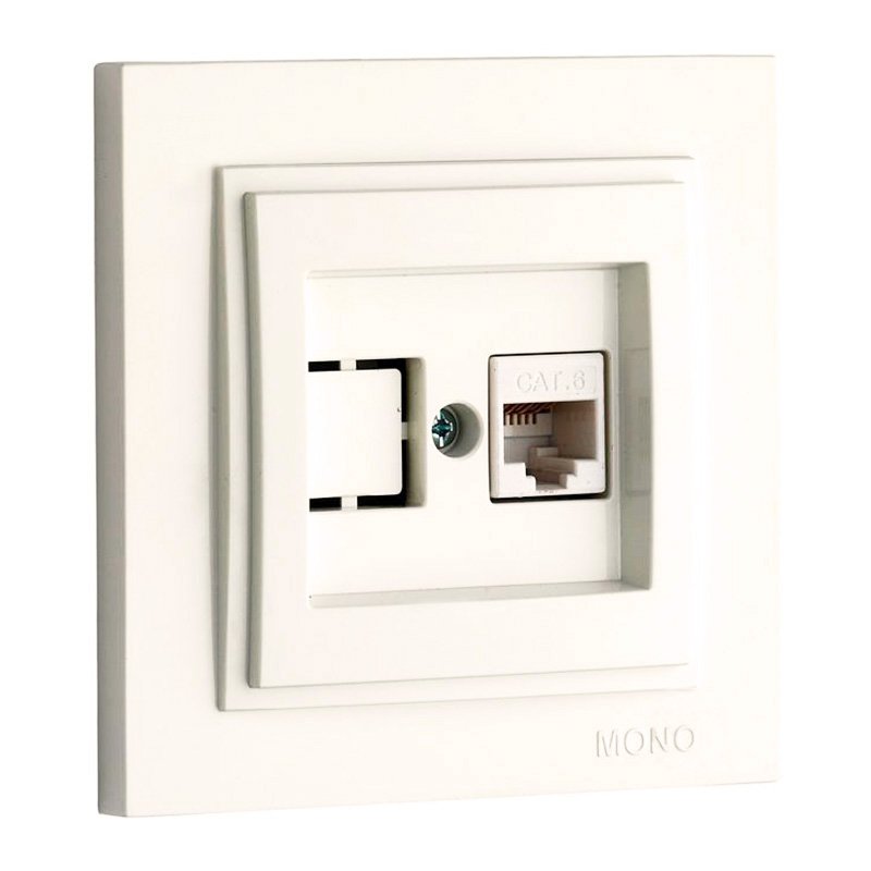 Розетка компьютерная 1*RJ45 CAT6 слоновая кость Despina Mono