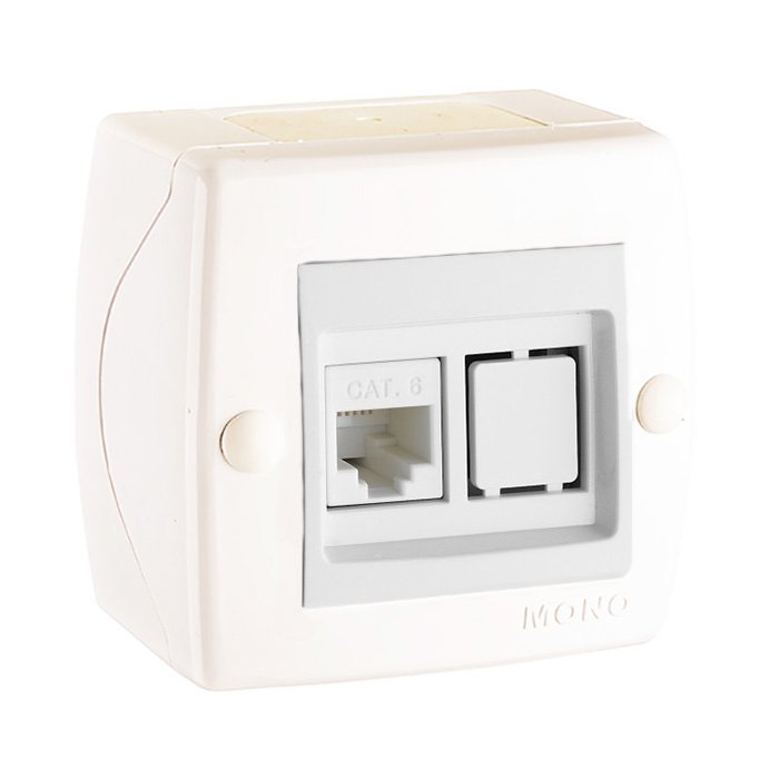 Priză de date 1*RJ45 CAT6 albă Octans Mono 104-010104-125