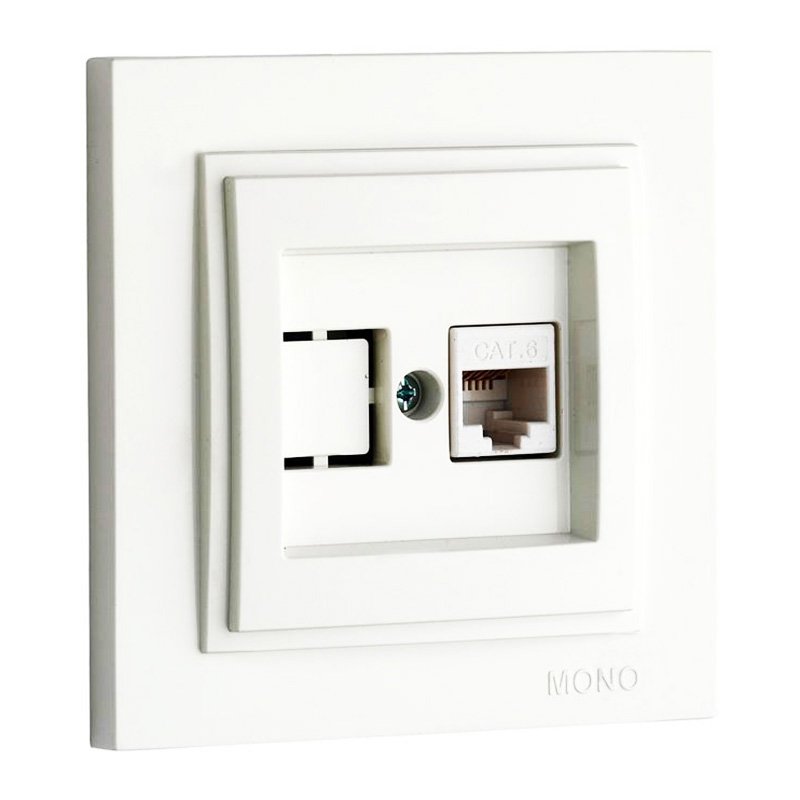 Priză de date 1*RJ45 CAT6 albă Despina Mono 102-190005-125