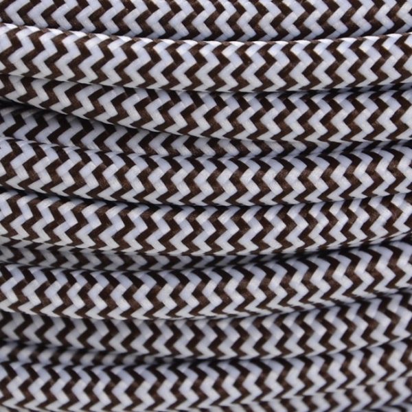 Cablu textil Retro 2x0,75mm PVC 10041 alb/cafeniu