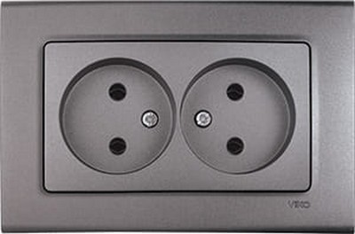 Двойная розетка без заземления, 16 А, Linnera Life, серый цвет.