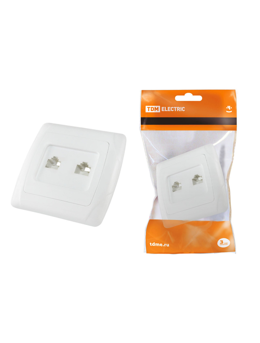 ** Priză telefon dublă albă ONEGA TDM