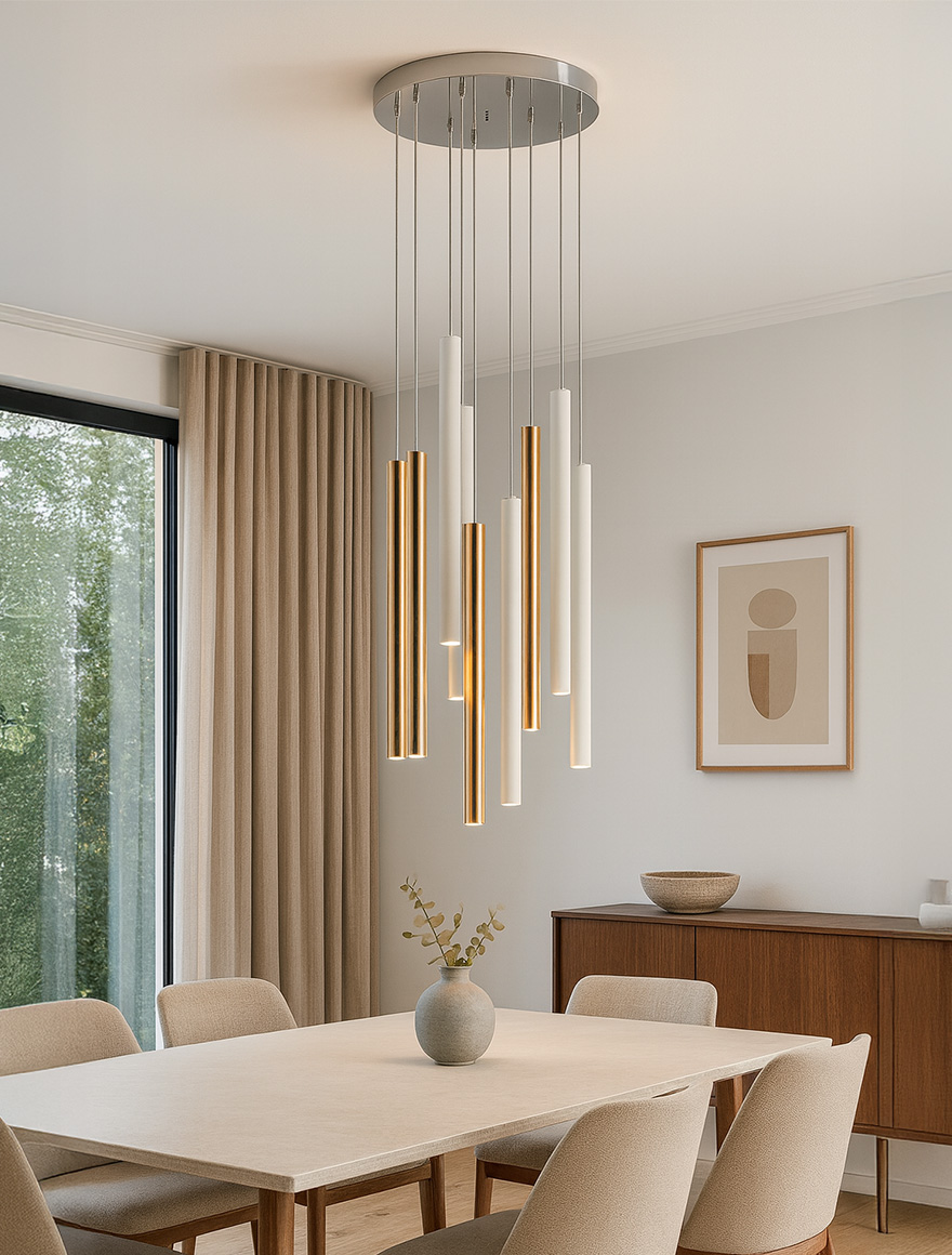 * Lustră LED LOYA P0461-09C-B5SB 9x5W 3000K metal gold+ white ZUMALINE