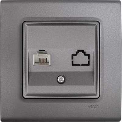 Розетка компьютерная RJ45 cat5e Linnera Life серая 402032 VIKO