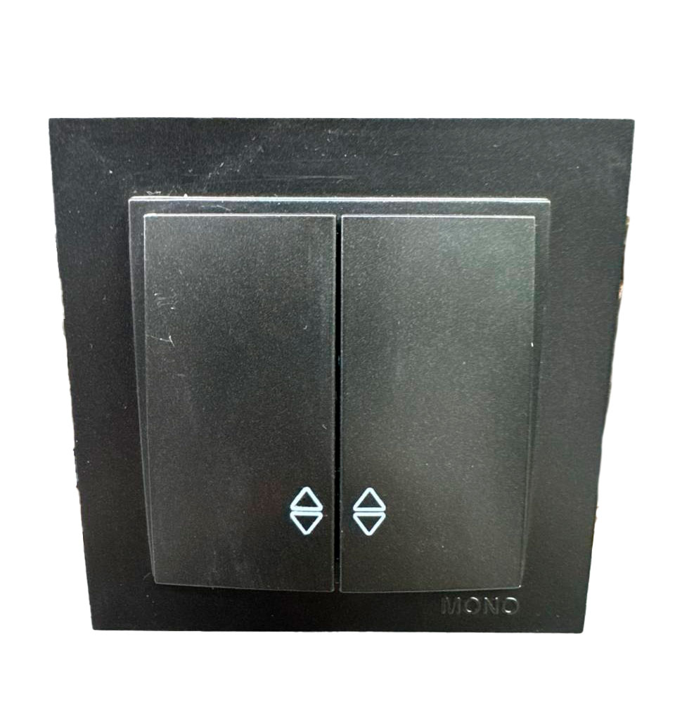 Проходной (лестничный) двухклавишный выключатель, графитовый, Despina Mono, 10 шт.