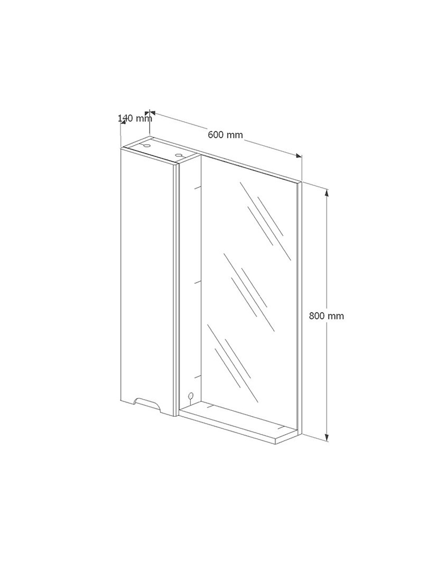 Oglindă cu dulap Dijon 80x60x14cm gri