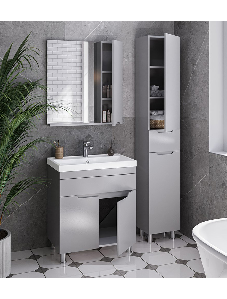 Oglindă cu dulap Dijon 80x60x14cm gri