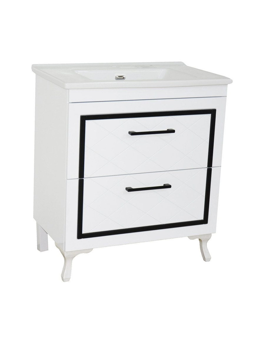 ** Mască cu 2 sertare+lavoar Burgundie 84x76x46 cm alb 1511589