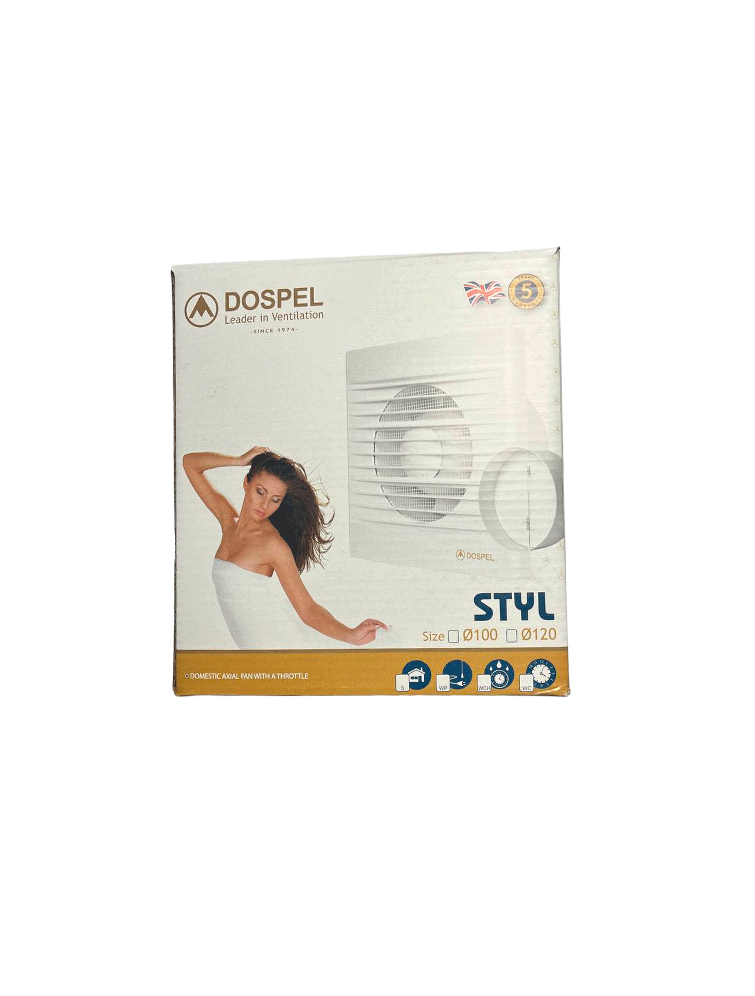 Ventilator axial, STYL Ø100 S, 100 m3/h, 007-0001PR, DOSPEL 000115620