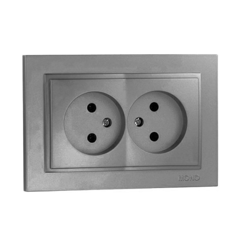 Монофоническая двухполюсная розетка Despina антрацитового цвета, 6 шт.