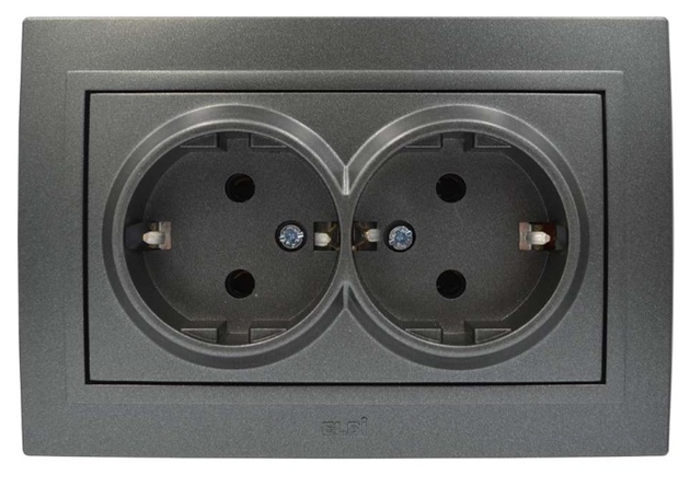 Priză dublă cu Cp St 609-014800-907 neagră EL-BI Zena