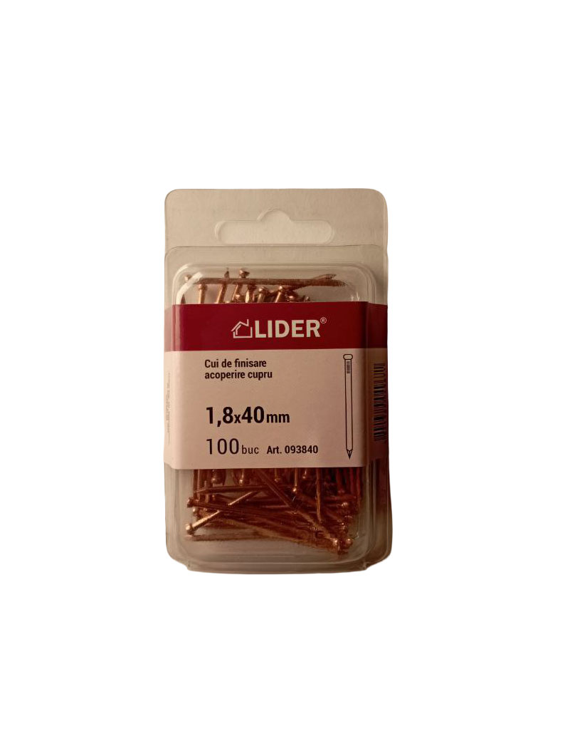 093840 Отделочный гвоздь, медное покрытие 1,8х40 100 шт.