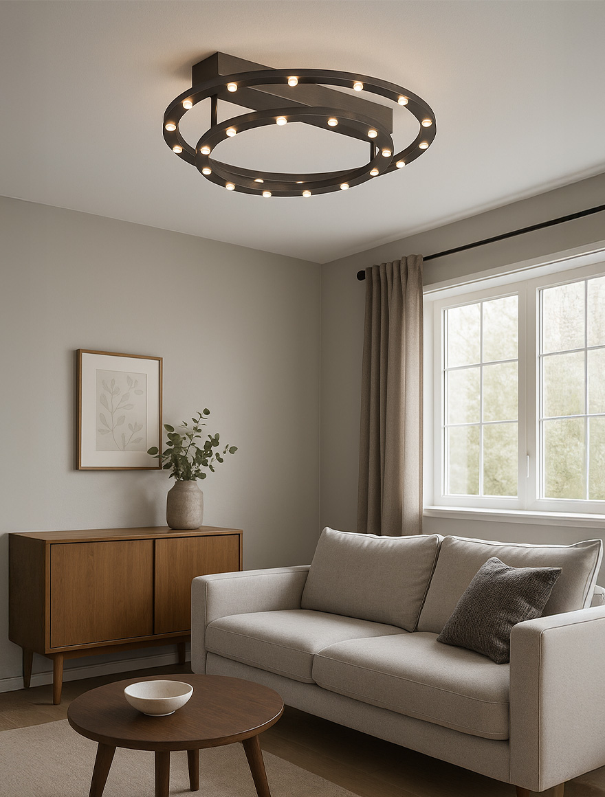 Lustră LED FS-036-X28 56W,3000K,Al+acryl,Brushed coffee LuminaLed