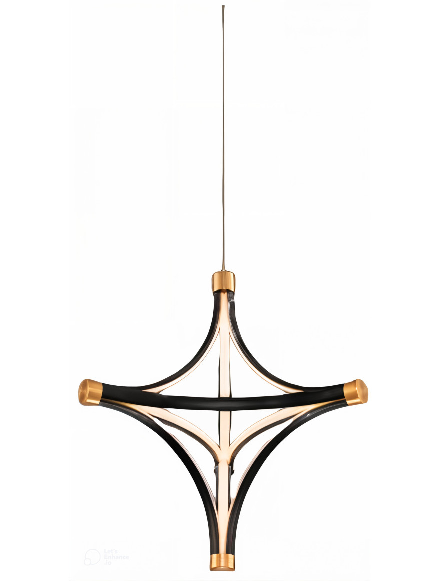 Lustră LED FS-047-D9,57W,3000K, Al+Silicone,Black