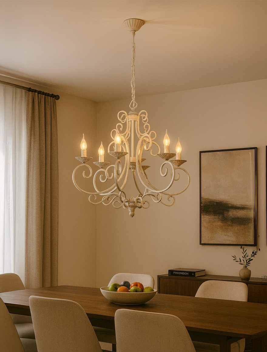 Lustră V1094-0/6хE14 max 40W 189x65x65cm crem LuminaLED