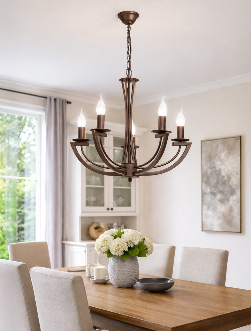 Люстра V3295-7/5хE14, макс. 40 Вт, 103x40x40 см, бронзовый цвет, LuminaLED