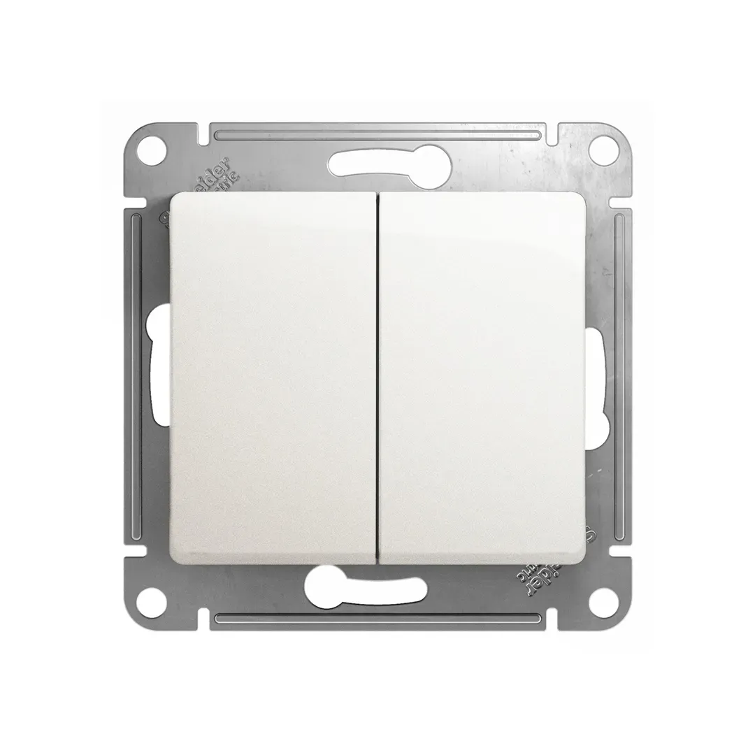 Двухклавишный выключатель GLOSSA, 10А, 250В, белый (20 шт.), SCHNEIDER