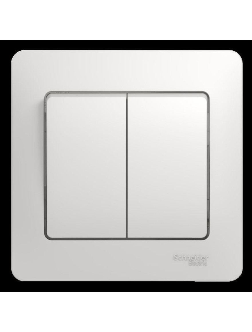 întrerupător GLOSSA 2cl fără indicator cu ramă 10A 250V alb (20buc) SCHNEIDER