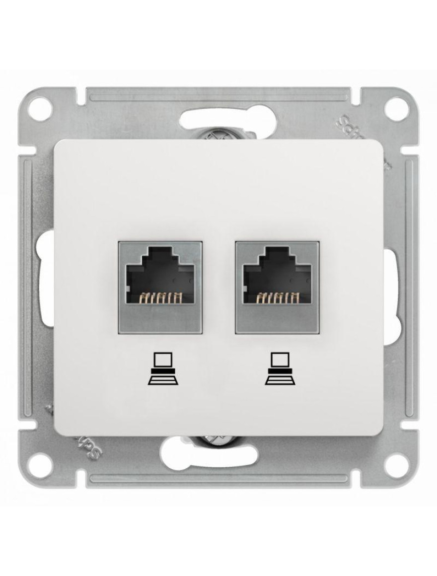 Priză dublă RJ45 albă GLOSSA SCHNEIDER